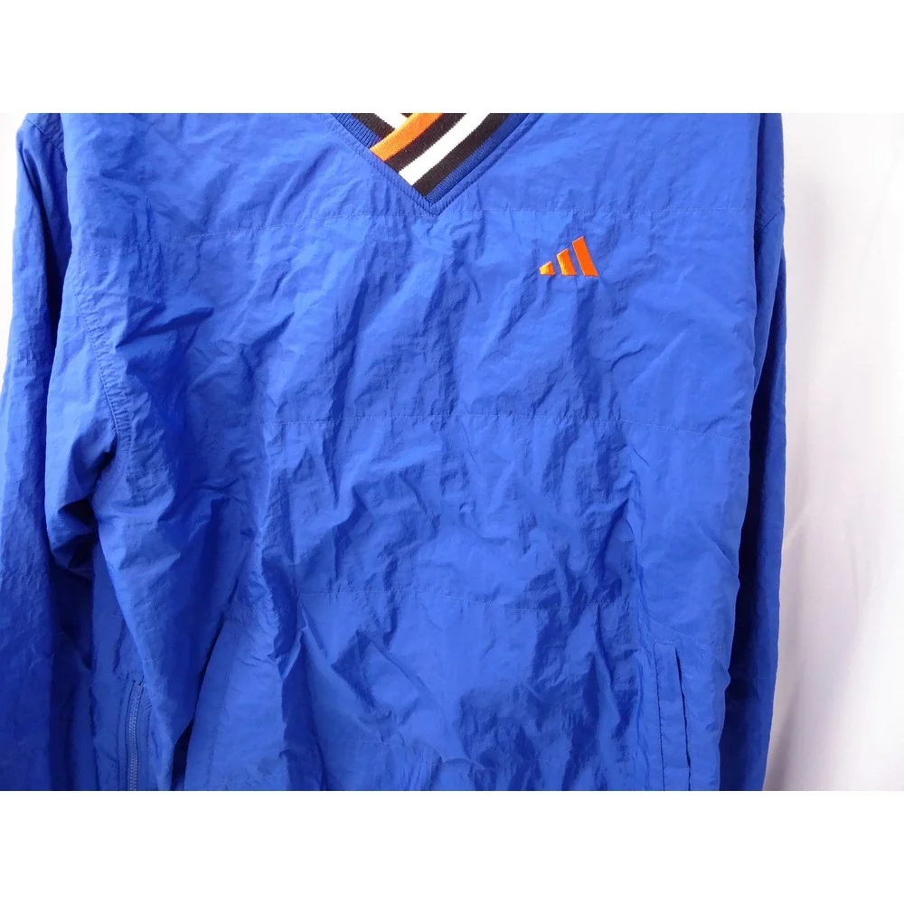 Adidas Vintage Y2K Windbreaker Pullover Blue Orange V-Neck Jacket Men's Medium